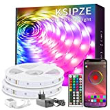 KSIPZE Striscia LED 30 Metri, Bluetooth Smart RGB Colorati LED Strisce con Telecomando, App Controllato, Sincronizza Cambia Colore con la ...