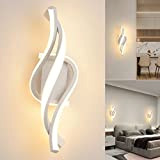 KUKAK Applique da Parete Interno,22W LED Luce Bianco Caldo 3000K 1800 Lumen Lampada da Parete,Moderno Design Curvo Lampade a Muro,Aplique ...