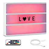 kwmobile Light Box A4 insegna luminosa LED - Lampada cinema decorativa - 7 colori 126 lettere nere - telecomando e ...