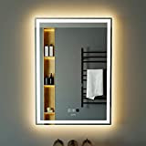 KWW 50 x 70 cm LED Vanity Mirror con Sensore di Movimento, Temperatura di Colore Regolabile, Luci Dimmerabili Anti-Nebbia, Facile ...