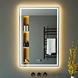 KWW 60 x 90 cm LED Vanity Mirror con Sensore di Movimento, Temperatura di Colore Regolabile, Luci Dimmerabili Anti-Nebbia, Facile ...