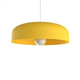 L+, lampadario a sospensione, in metallo, forma cilindrio, diametro 40cm - 50cm, made in Italy, colore giallo