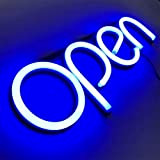 La luce del segno aperta al neon del LED, accende il cartello aperto della pubblicità del pannello della lampada del ...