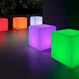 La Vida en Led - Cubo LED luminoso, sedile, pouf, tavolino ausiliare con luce, dimensioni: 40 cm