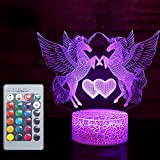 Lampada 3D a forma di unicorno,con illusione ottica a LED,con controllo touch intelligente,16 colori RGB(unicorno+telecomando)