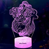 Lampada 3D Sirena, Sirena Bambina Regalo con 16 Cambi di Colore e Telecomando, Cavetto USB, Luce Notturna Sirena, Giocattoli Sirena
