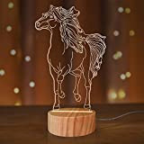 Lampada a forma di cavallo, 3D, luce notturna a LED, luce bianca calda, per bambini e ragazze, decorazione per la ...