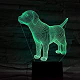 Lampada a illusione 3D per cucciolo di cane, luce notturna a LED, decorazione da tavolo, 7 colori touch control alimentato ...