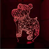 Lampada a LED 3D Illusion Dog Night Table USB 7 colori Luci per soggiorno Decorativo per la casa