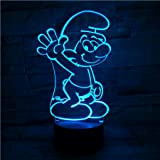 Lampada a LED per bambini, puffo Smurf, cambia colore USB, luce notturna e decorazione