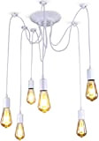 Lampada a ragno regolabile moderna bianca, illuminazione industriale a soffitto Edison, lampadario E27 (6 luci)