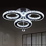 Lampada a sospensione a LED in cristallo 30 x 8,5 cm, 3 anelli di cristallo lampadario a incasso per camera ...