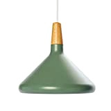 Lampada a sospensione con Paralume Vintage loft Metallo Attico Lampadario da Soffitto legna alluminio (lampadina non inclusa) E27 per cucina, ...