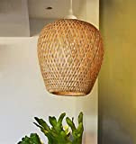Lampada a sospensione lanterna stile retrò, paralume in bambù naturale fatto a mano, design vintage nordico Luci a pendente Lampada ...