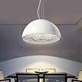 Lampada a sospensione moderna E27 lampadari con paralume in resina bianca rotonda Sky-Garden Design creativo Illuminazione regolabile in altezza per ...