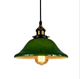 Lampada a sospensione retrò in vetro verde smeraldo paralume vintage industriale industriale illuminazione a soffitto, ristorante loft cucina caffè negozio ...