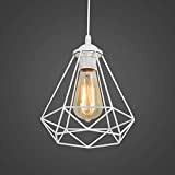 Lampada a Sospensione Vintage Industriale,bianca,diametro 20cm,adatto per lampadine LED E27,selezionabile in bianco e nero,per soggiorno,sala da pranzo,taverna