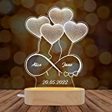 Lampada acrilica personalizzata regalo per San Valentino, personalizzato 3D Illusion Love Heart Balloons Night Light, Custom Led Line Love Lamp ...