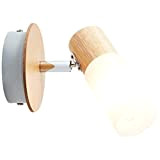 Lampada BRILLIANT Babsan Faretto da parete in legno chiaro/bianco | 1x C35, E14, 3,5 W, adatto per lampade a candela (non ...