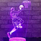 Lampada da basket 3D a LED, illusione notturna, 7 colori cangianti, interruttore touch, lampada da tavolo, decorazione da scrivania, regalo ...