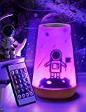 Lampada da comodino a LED, Astronauti Luce Notturna Bambini con Telecomando e Sensore Tattile multicolore, a 360°, ricaricabile, con controllo ...