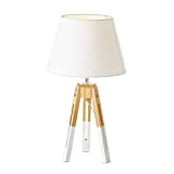 Lampada da Comodino Con piede in legno , Lampada da Tavolo in legno Stile Nordica 44x25x25 cm