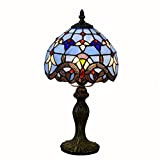 Lampada da comodino for camera da letto Lampada da barocco blu barocco Lampada da tavolo in vetro colorato stile Tiffany ...