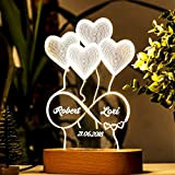 Lampada da comodino, lampada LED personalizzata a tema amore, per coppie, amici e familiari, per compleanni e anniversari, in legno, ...