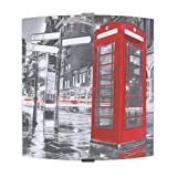 Lampada da muro da parete London Londra Cabina Telefonica Phone Booth Applique LDN E27, Vetro satinato serigrafato