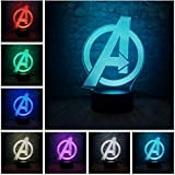 Lampada Da Notte Per Bambini 3D Marvel The Avengers Figure Superhero Captain America Shield Ha Condotto La Luce Notturna Per ...
