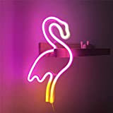 Lampada da parete al neon a forma di fenicottero,con luce a LED rosa,alimentata a batteria, decorazione per la cameretta dei ...