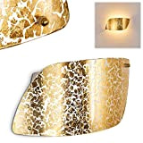 Lampada da parete Anzio con vetro di colore oro strutturato - Applique murale dorata - Luce attacco E27 per interni ...