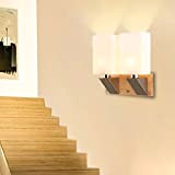 Lampada da parete in legno massello, moderna rondella da parete in gesso bianca per interni, lampada da corridoio a LED ...