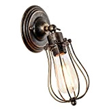 Lampada da parete in stile retrò, stile industriale, lampada di luce di gabbia in ferro con paralume illuminazione vintage decorazione ...