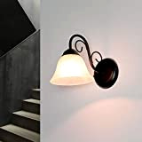 Lampada da parete interna Athen a braccio in nero opaco stile rustico retrò E14 ideale per camera da letto, soggiorno ...