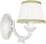 Lampada da parete interna Sofia con braccio stile classico shabby chic vintage in stoffa bianca E14 ideale per soggiorno camera ...