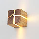 Lampada da parete LED divario in legno 5W Lampada da parete creativa Piccola luce notturna Calda bianca, Moderna Lampada da ...