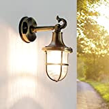 Lampada da parete Santorin con braccio per esterni Lido in ottone stile nautico applique retrò antica E27 ideale per giardino, ...