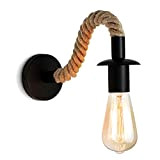 Lampada da parete vintage in corda di canapa applique industriale ideale per loft corridoio o camera da letto E27 lampadario ...
