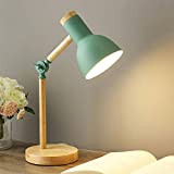 lampada da scrivania in legno dal design moderno - E27 - con supporto - lampada da tavolo retrò con braccio ...