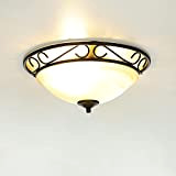 Lampada da soffitto Athen stile rustico vetro bianco alabastro nero opaco design classicheggiante E27 ideale per soggiorno, sala da pranzo