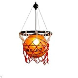 Lampada da soffitto in stile retrò, con palla da basket, rotonda, stile sportivo, a tema artistico, lampada da appendere per ...