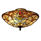 Lampada da soffitto in stile Tiffany Bella Mezzo incorporato Rotonda Colorata Shell Design Paralume soffitto lampada stile Liberty/colore vetro paralume ...