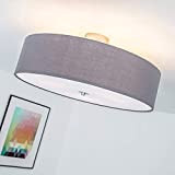 Lampada da soffitto moderna con paralume in tessuto, 3 fiamme, Ø 60 cm, 3x E27 max. 60W, Metallo/Tessile, grigio scuro