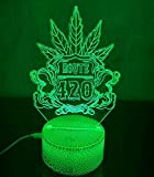 Lampada da tavolo a LED 3D foglia di marijuana Cannabis Weed Night Light Optical Visual Illusion Home Decor Illuminazione 16 ...