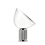 Lampada da tavolo con diffusore orientabile in trasparente, collezione Taccia, 28 W, 49,5 x 49,5 x 64,5 cm, colore cromo ...