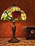 Lampada da tavolo da lettura a 16 pollici in stile pastorale in vetro colorato serie Rose