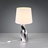 Lampada da tavolo design moderna lume ceramica smaltata argento lucido per cassettone