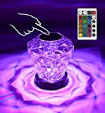 Lampada da tavolo in cristallo Diamond a 16 colori, lampada da comodino RGB toccabile Da 7 a 8 ore di ...