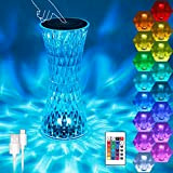 Lampada da Tavolo in Cristallo RGB, 16 Colori e 4 Modalità Lampade a Diamante Rosa Con Touch e Telecomando, Luce ...
